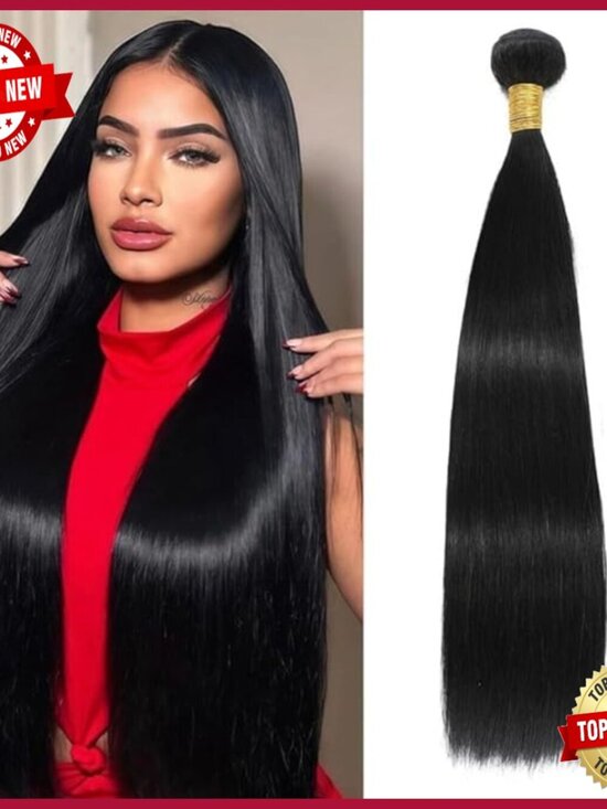 28 Inch Straight Human Hair Bundle 100% Virgin Brazilian Hair Extensions main image 5